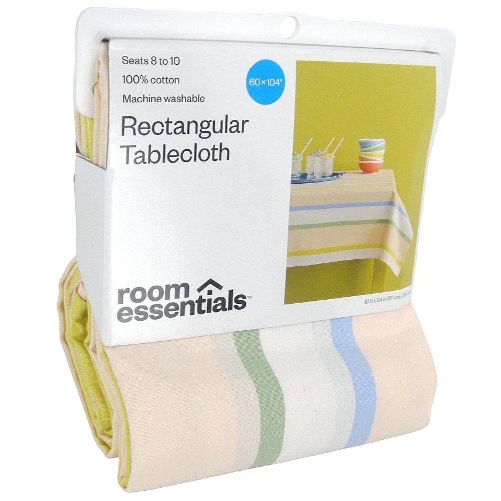 NEW Room Essentials Pastel Stripe 60” x 104” Rectangular Tablecloth